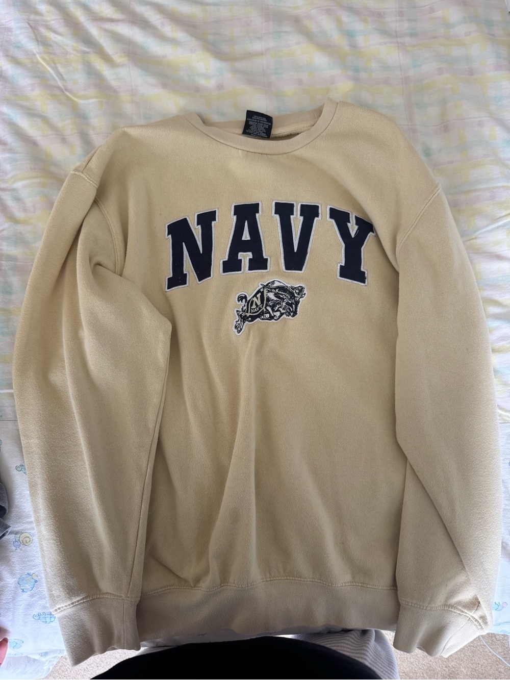 NAVY Logo Yellow Crewneck Sweater